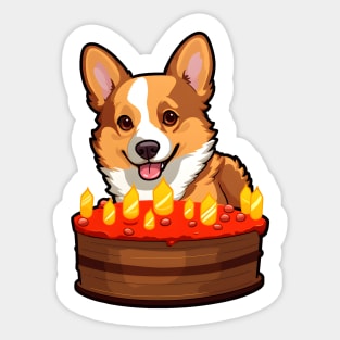 Birthday Cake Happy Corgi Sticker